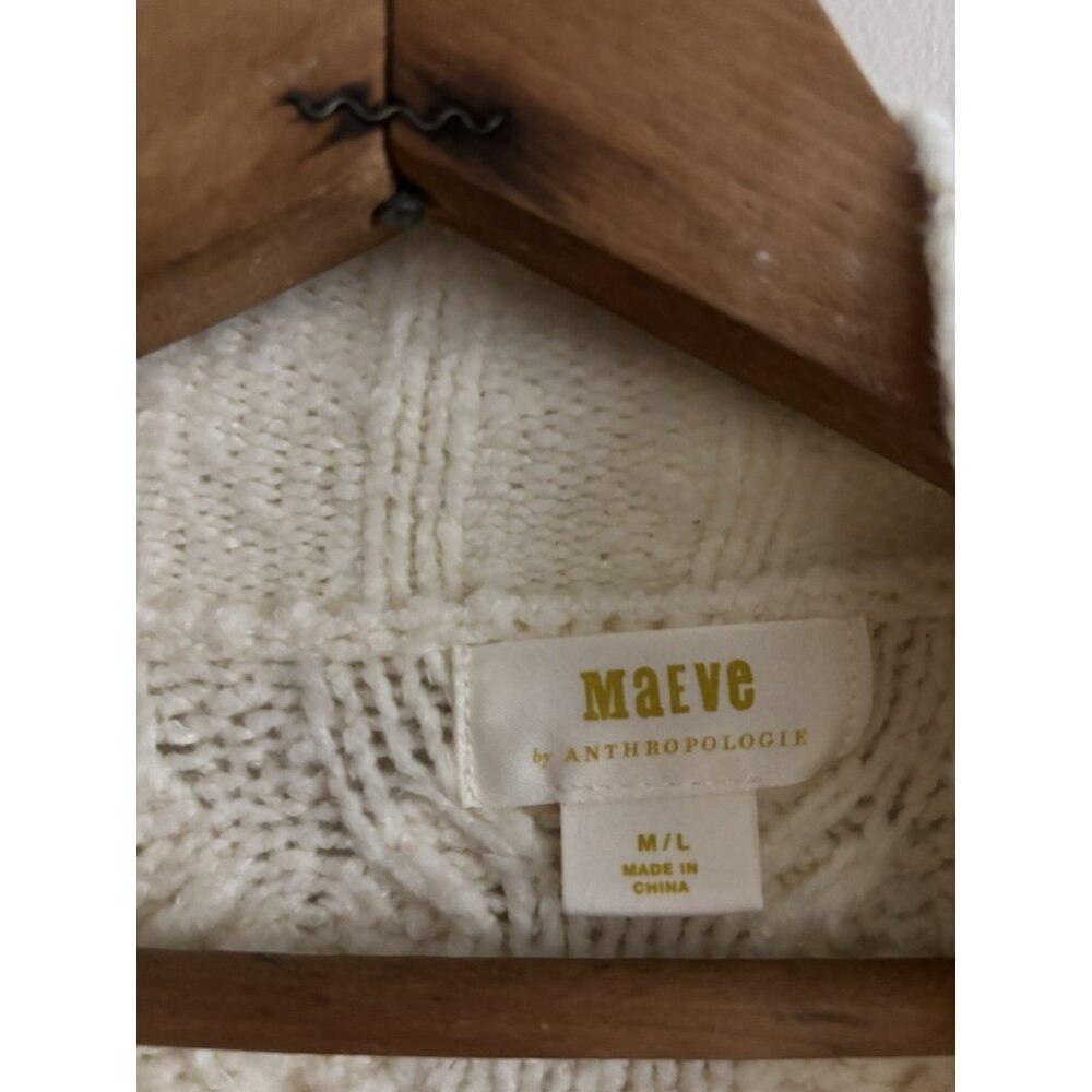 Anthropologie Maeve Sweater Short Sleeve Cable-Knit Vest Soft Ivory M/L - Picture 4 of 11